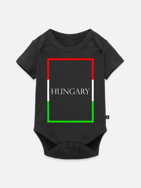 Ungarn, Hungary Statement Schriftzug mit Fahne - Baby Premium Kurzarmbody - Schwarz