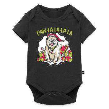 Hund Weihnachten Weihnachtszeit Weihnachtsmann - Baby Premium Kurzarmbody - Schwarz - Vorne
