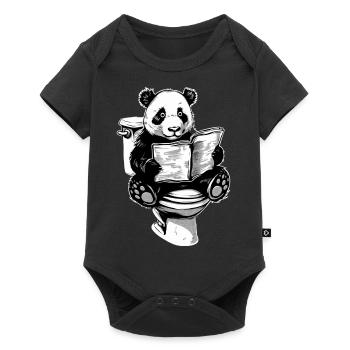 Panda on toilet II - Baby Premium short-sleeve bodysuit - black - Front
