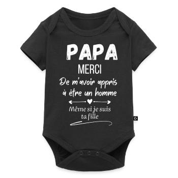 papa merci de m’avoir appris à être un homme - Body à manches courtes Premium Bébé - noir - Devant