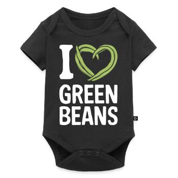 Grüne Bohnen - Baby Premium Kurzarmbody - Schwarz - Vorne