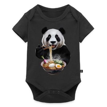 Panda - Baby Premium Kurzarmbody - Schwarz - Vorne