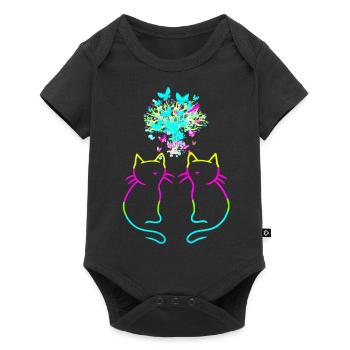 80s 90s Retrofe Vintage Cats Cat Natural - Baby Premium short-sleeve bodysuit - black - Front
