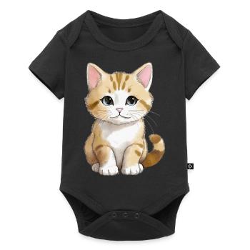 Sitting Cat - Baby Premium Kurzarmbody - Schwarz - Vorne