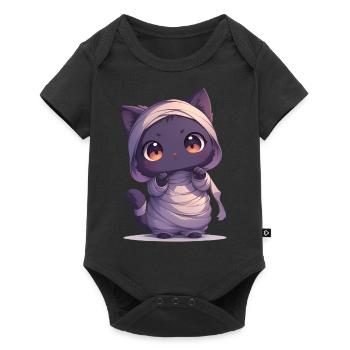 Cute Halloween cat dressed as a mummy - Baby Premium short-sleeve bodysuit - black - Front