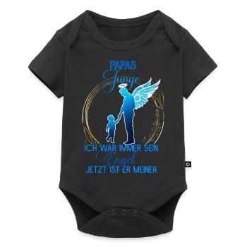 Papas Junge, Gedenken Engel Erinnerung Geschenk - Baby Premium Kurzarmbody - Schwarz - Vorne