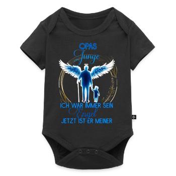 Opas Junge, Gedenken Engel Erinnerung Geschenk - Baby Premium Kurzarmbody - Schwarz - Vorne