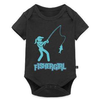 Pêcheuse - Femmes Qui Pêchent - Body à manches courtes Premium Bébé - noir - Devant