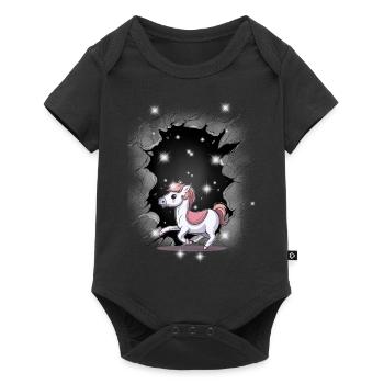 Cheval Poney Enfants Enfant Fille Cavalier Chevaux - Body à manches courtes Premium Bébé - noir - Devant