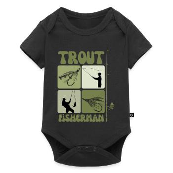Trout Fishing Art – Vintage Fly and Casting Design - Baby Premium short-sleeve bodysuit - black - Front