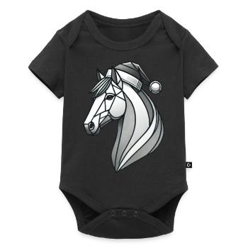 Weihnachtliches Pferd mit Weihnachsmütze - Baby Premium Kurzarmbody - Schwarz - Vorne