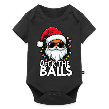 Basketball Im Weihnachtsmannkostüm "Deck The Balls - Baby Premium Kurzarmbody - Schwarz - Vorne