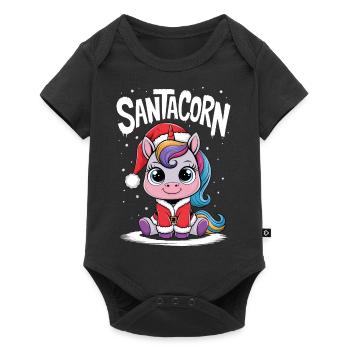 Unicorn Christmas Santa Funny Cute Santacorn - Baby Premium short-sleeve bodysuit - black - Front