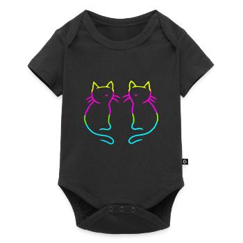 80s 90s Retro Vintage Cats Rainbow - Baby Premium short-sleeve bodysuit - black - Front