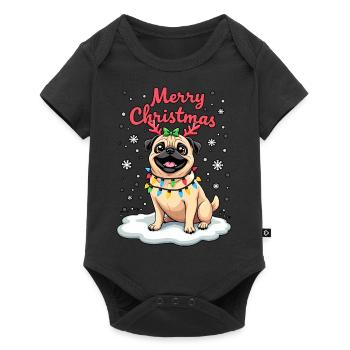 Pug as Santa Claus - Baby Premium short-sleeve bodysuit - black - Front