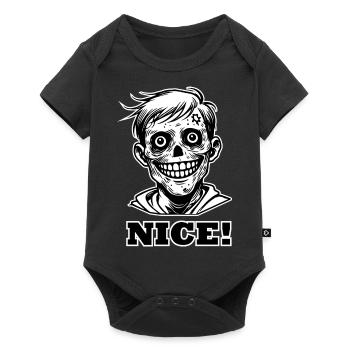 Illustration de zombie souriant - Design « NICE » - Body à manches courtes Premium Bébé - noir - Devant