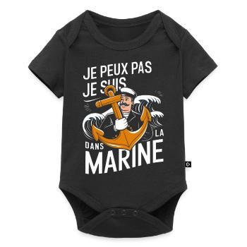 Je peux pas je suis dans la Marine - Body à manches courtes Premium Bébé - noir - Devant