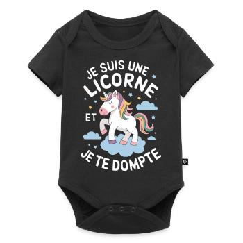 Je suis une licorne et je te dompte - Body à manches courtes Premium Bébé - noir - Devant
