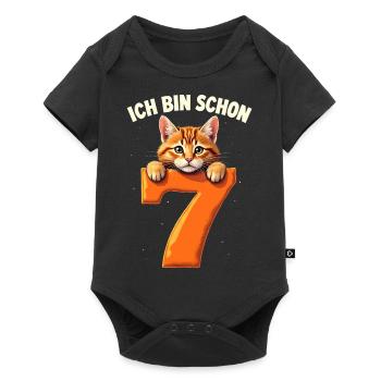 7. Geburtstag Mädchen Junge Katze Ich Bin Schon - Baby Premium Kurzarmbody - Schwarz - Vorne