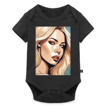 Blonde beautiful woman blonde - Baby Premium short-sleeve bodysuit - black - Front