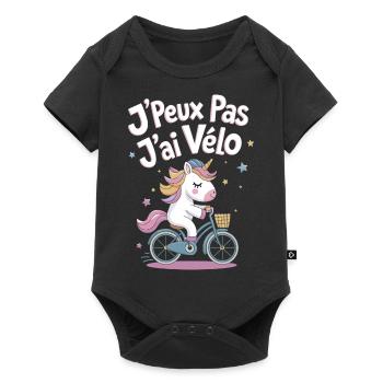 J'peux pas j'ai vélo - Body à manches courtes Premium Bébé - noir - Devant