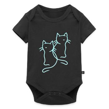 80s 90s Cats Retro Vintage Cat - Baby Premium short-sleeve bodysuit - black - Front