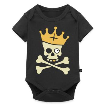 Totenkopf mit Krone - Baby Premium Kurzarmbody - Schwarz - Vorne