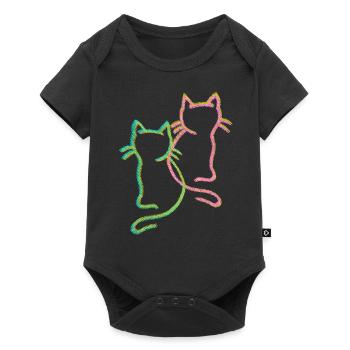 80s 90s Retro Vintage Cats Cat Kitten - Baby Premium short-sleeve bodysuit - black - Front