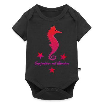 red seahorse with star pink - Baby Premium short-sleeve bodysuit - black - Front