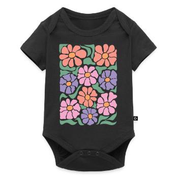 Boho Flora Flowers - Baby Premium short-sleeve bodysuit - black - Front