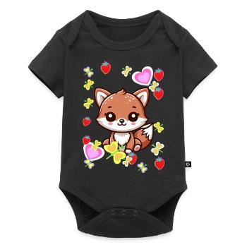 80s 90s Fox Foxes Kids Vintage Retro - Baby Premium short-sleeve bodysuit - black - Front