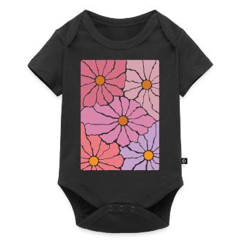 Boho Flora Flowers - Baby Premium short-sleeve bodysuit - black - Front