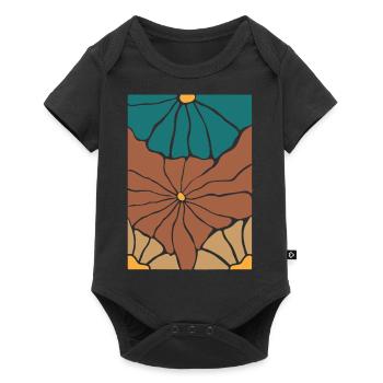 Boho Flora Flowers - Baby Premium short-sleeve bodysuit - black - Front