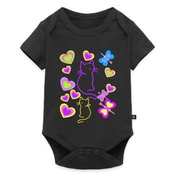 Old School Cats Cat 80s Retro Kids Child - Baby Premium short-sleeve bodysuit - black - Front