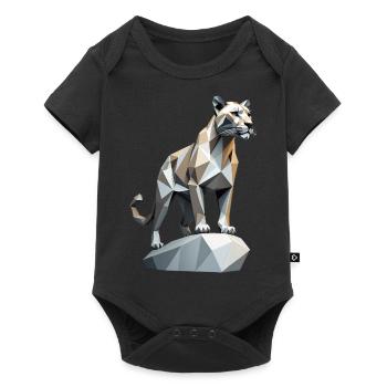 Mountain Lion - Cute Low Poly Cat - Baby Premium short-sleeve bodysuit - black - Front