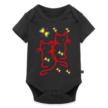Années 80 Années 90 Chats Enfants Enfant - Body à manches courtes Premium Bébé - noir - Devant