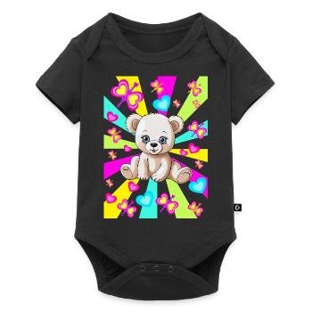 années 80 des années 90 Teddy Retro Teen Kids Ours Ours - Body à manches courtes Premium Bébé - noir - Devant