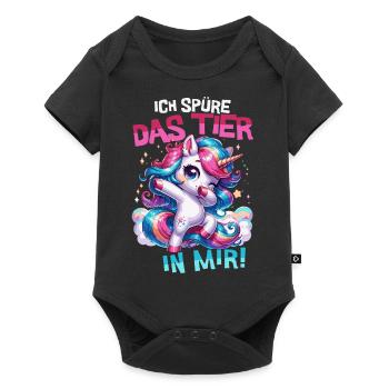 Einhorn Dab Shirt – Ich spüre das Tier in mir - Baby Premium Kurzarmbody - Schwarz - Vorne