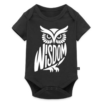 Wisdom Owl - Cooles Religionsdesign - Baby Premium Kurzarmbody - Schwarz - Vorne
