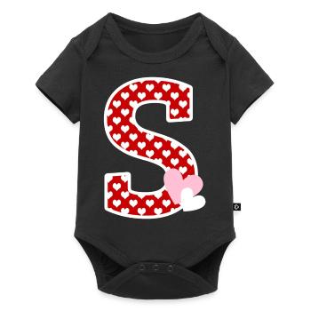 Lettre S cœur - Body à manches courtes Premium Bébé - noir - Devant
