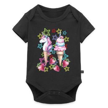 80s Cream Cream Teen Girl Unicorn - Baby Premium short-sleeve bodysuit - black - Front