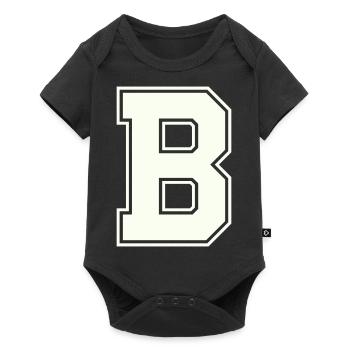 B Buchstabe - Baby Premium Kurzarmbody - Schwarz - Vorne