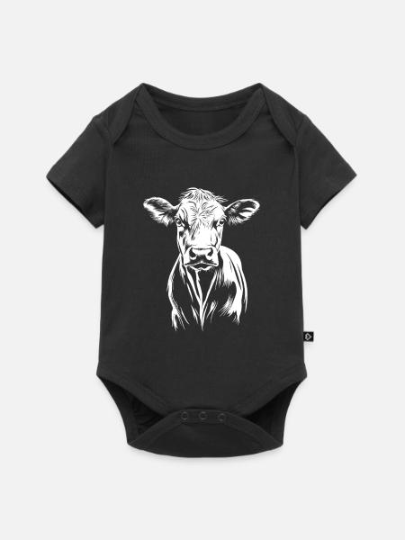 Kuh Minimalistisch - Baby Premium Kurzarmbody - Schwarz