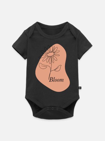 Bloom – Line Art Flower - Baby Premium Kurzarmbody - Schwarz