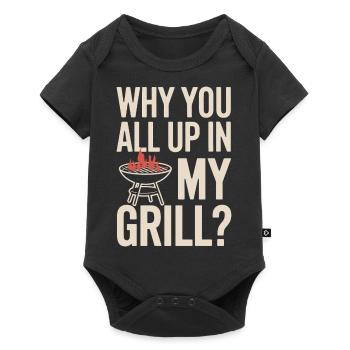 Pourquoi vous êtes tous dans mon gril ? BBQ drôle - Body à manches courtes Premium Bébé - noir - Devant