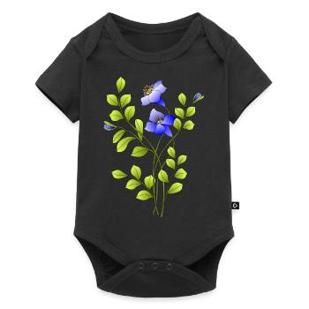 Blumen - Baby Premium Kurzarmbody - Schwarz - Vorne