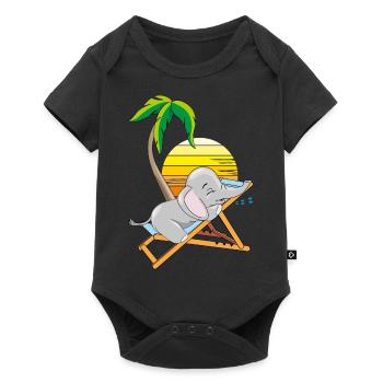 Sleeping baby elephant under the palm tree - Baby Premium short-sleeve bodysuit - black - Front