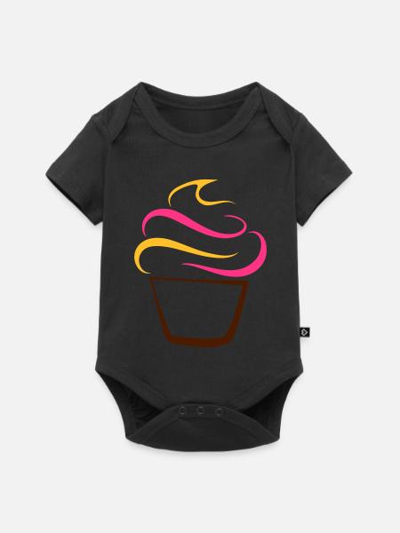 Cupcake Federzeichnung - Baby Premium Kurzarmbody - Schwarz