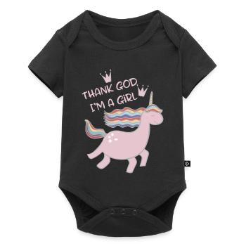 Thank God, I'm a girl - unicorn - Baby Premium short-sleeve bodysuit - black - Front