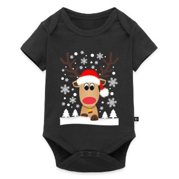 Renne de noël Flocons de neige Hiver - Body à manches courtes Premium Bébé - noir - Devant